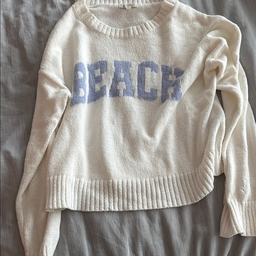 Z Supply Cream and Blue Beach Sweater